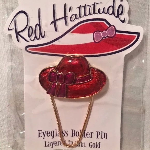 5/$25 Red Hat Society Eyeglass Holder Pin - Picture 1 of 3